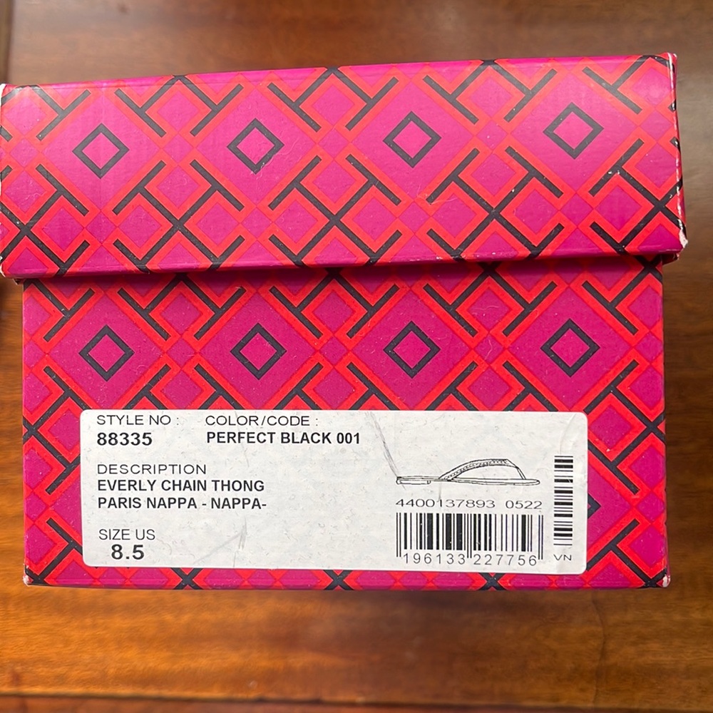 Tory Burch Everly Chain Thong - Black 8.5 New In Box